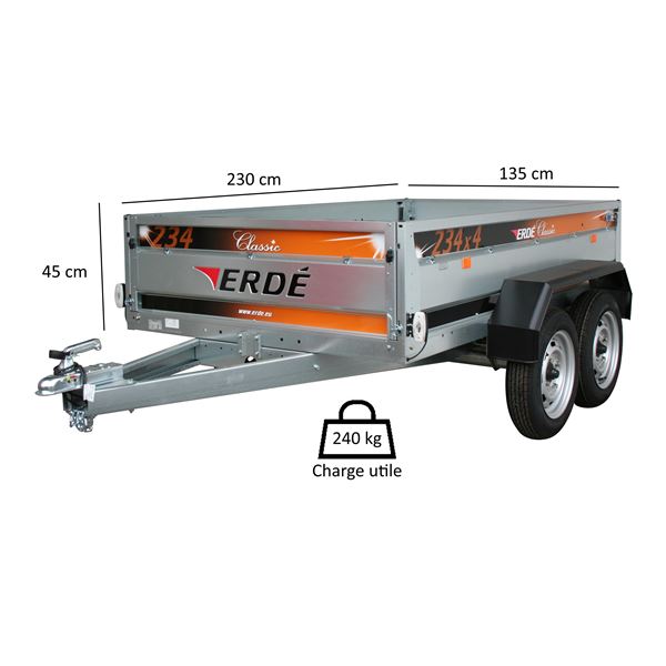 Remorque ERDE 234X4 classic - 2 essieux