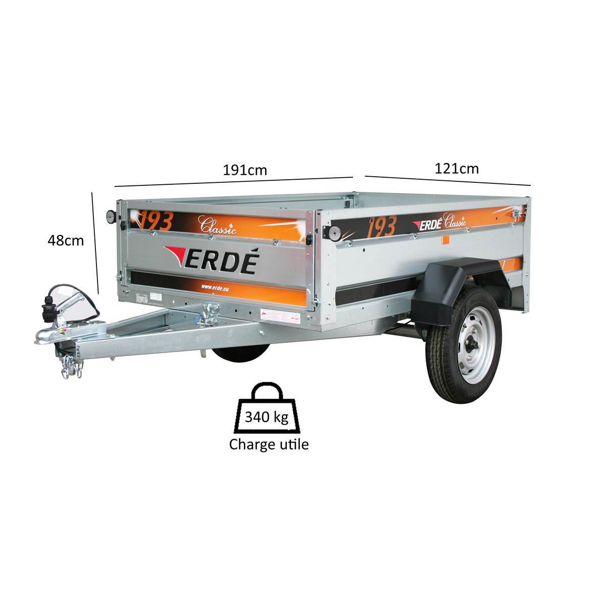 Remorque Erdé 193 Mma 750 Kg