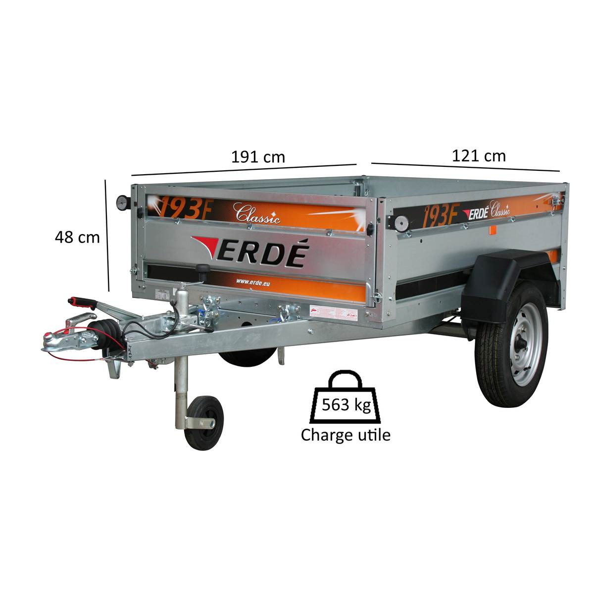 Remorque Erde 193f Classic - Freinée