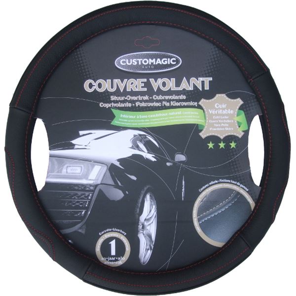 Couvre volant cuir rouge Premium