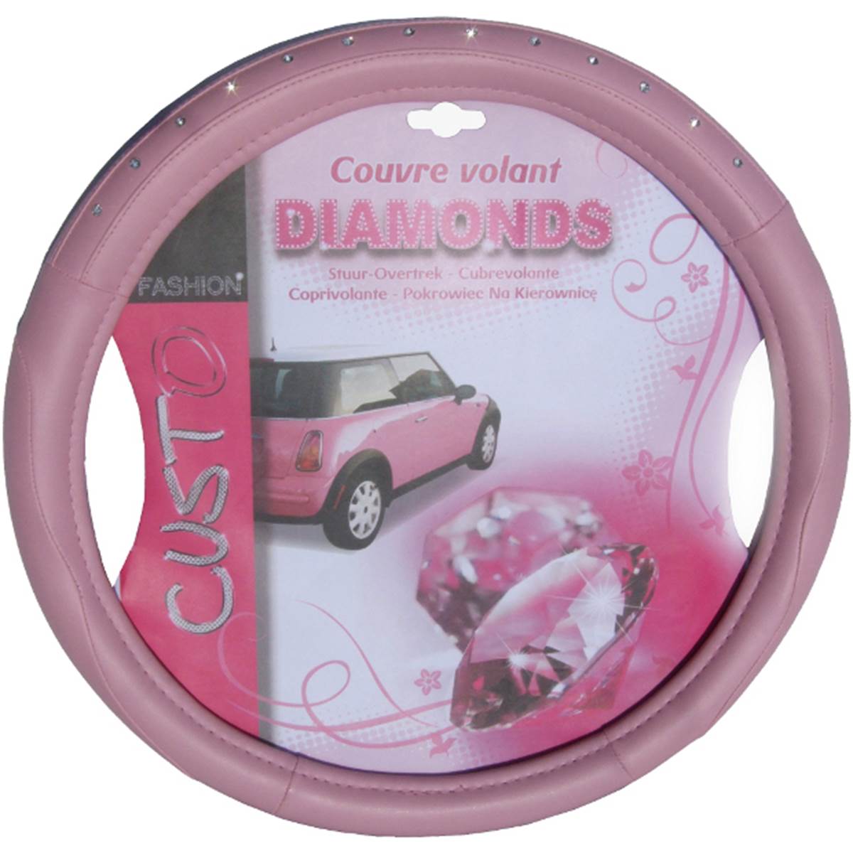 Couvre Volant Simili Rose Avec Strass Pink Diamond