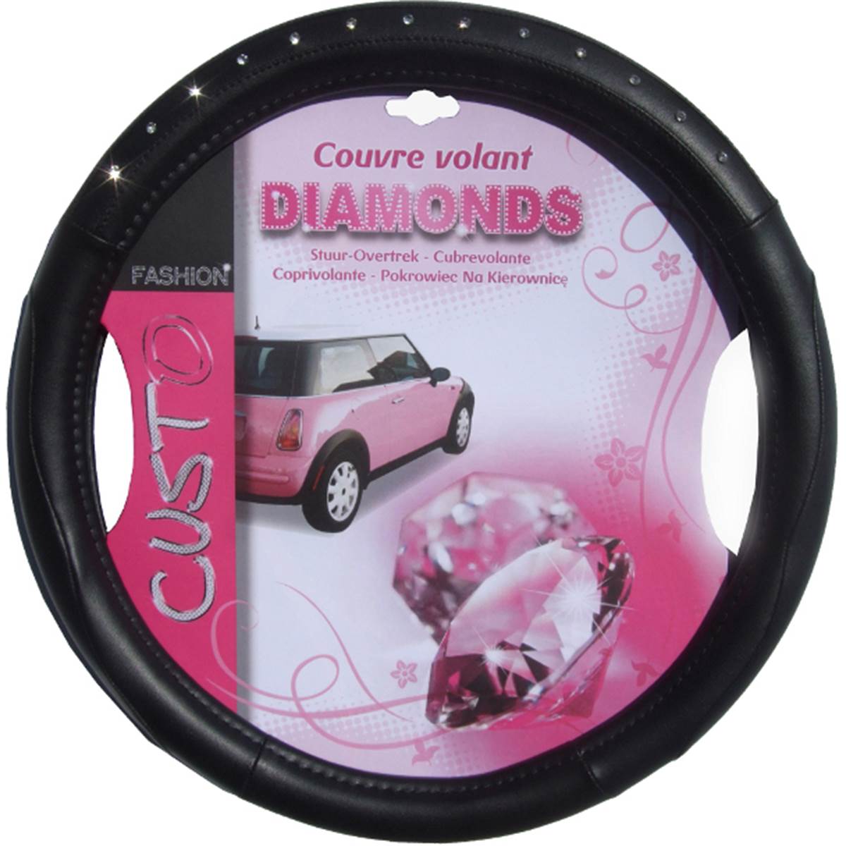 Couvre Volant En Cuir Avec Strass Black Diamond