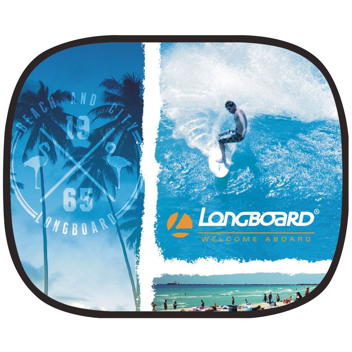 Rideau Latéral Électrostatique 44x36 Cm Longboard Beach