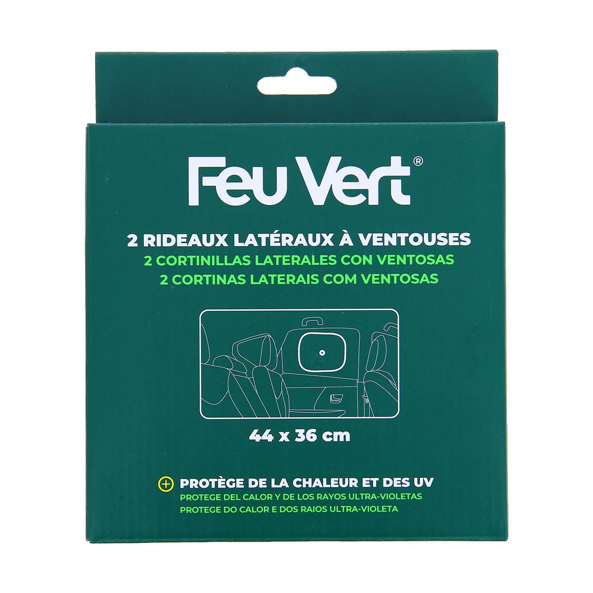 2 Rideaux Latéraux 44x36 Cm Feu Vert