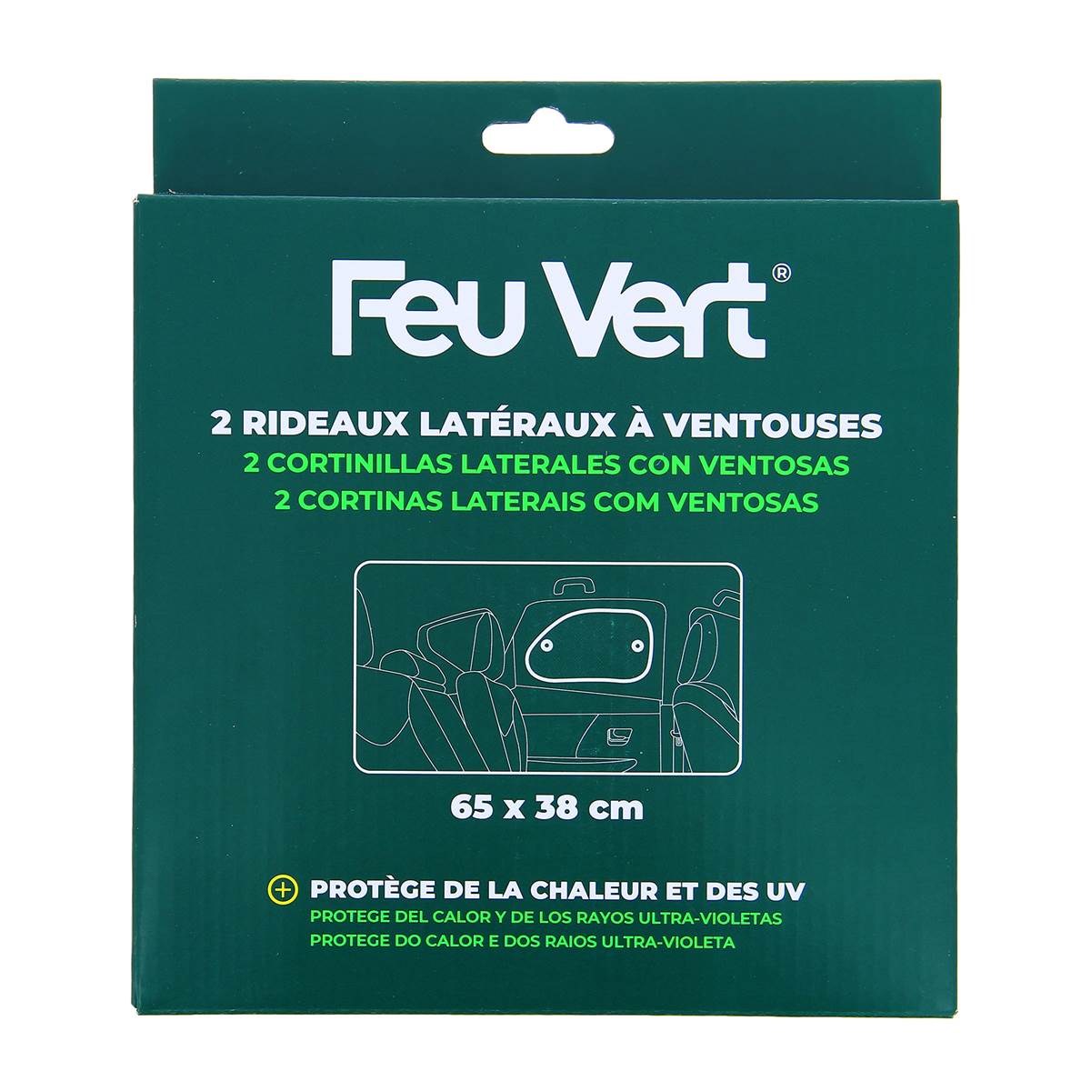 2 Rideaux Latéraux Profilés 65x38 Cm Feu Vert