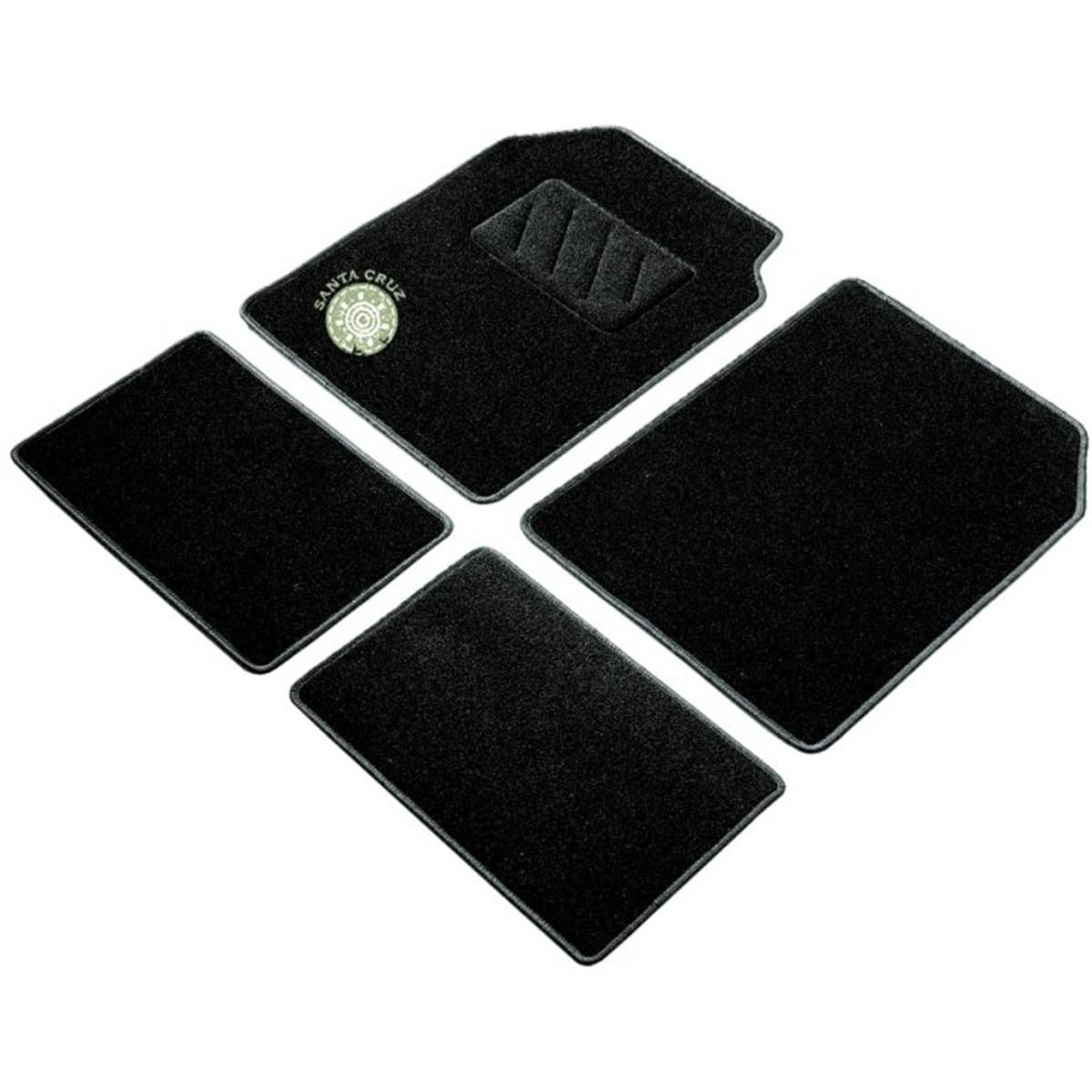 Jeu De Tapis (4 pièces) Moquette Universels Noir Avec Broderie Santa Cruz