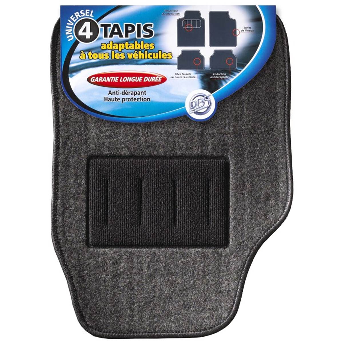 Jeu De Tapis (4 pièces) Moquette Snow Noir