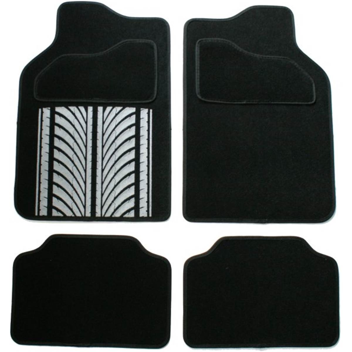Jeu De Tapis (4 pièces) Moquette Universel, Motif Pneu Floqué
