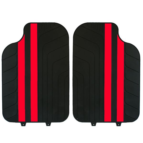 Tapis voiture universel PVC bandes rouges