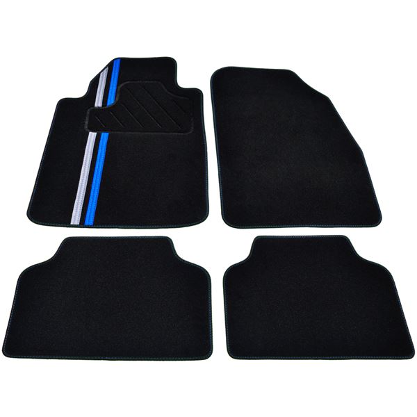 4 tapis moquette universels 2 bandes bleu