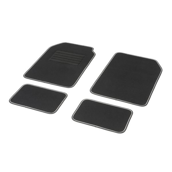 4 tapis moquette universels bicolore Noir/Blanc