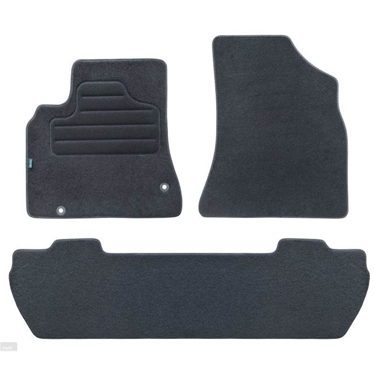 Tapis (3 pièces) Sur Mesure Moquette Noire Pour Citroën Berlingo Peugeot Partner Ii Feu Vert