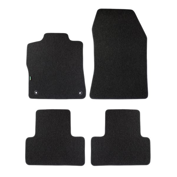Jeu de tapis sur mesure moquette tuftée bouclée noire pour Peugeot E208 II Feu Vert Premium