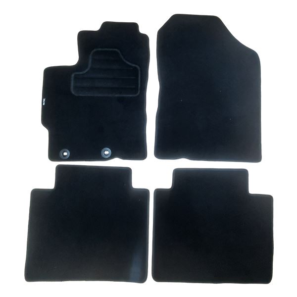 4 tapis sur mesure moquette noire pour Toyota Yaris III Feu Vert