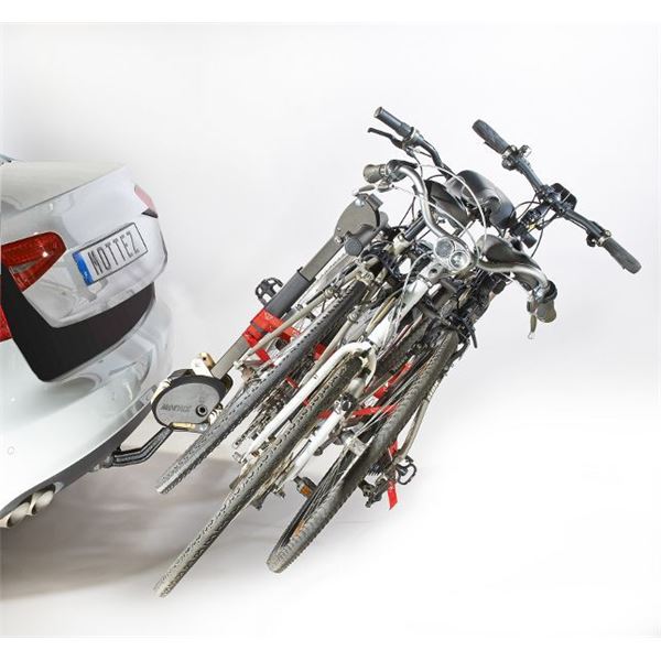 MOTTEZ - Porte-vélos sur attelage, basculable, 4 vélos suspendus fixation  sur boule d'attelage - A009P4RA