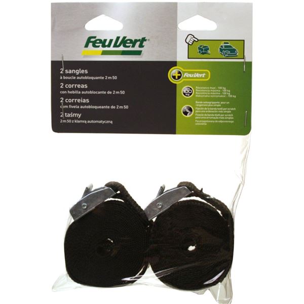 2 sangles d'arrimage automatiques Feu Vert 2,5 m