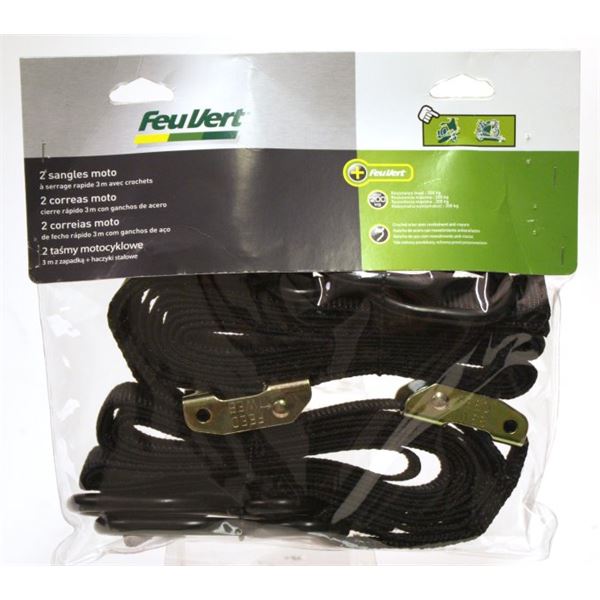 2 sangles crochets moto Feu Vert 3,0 m