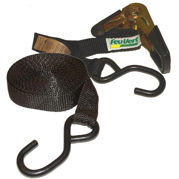 Sangle à cliquet et crochets Feu Vert 5 m