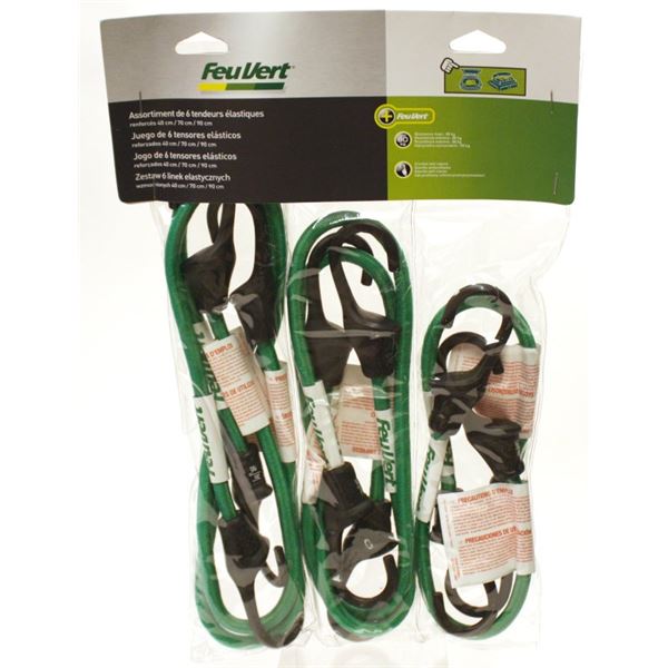 6 tendeurs sandows renforcés Feu Vert