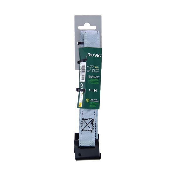 2 SANGLES POUR PORTE-VÉLOS HAYON 1,5M FEU VERT