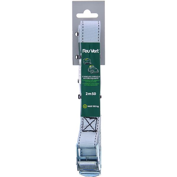 2 SANGLES AUTOBLOQUANTES 2,5M FEU VERT