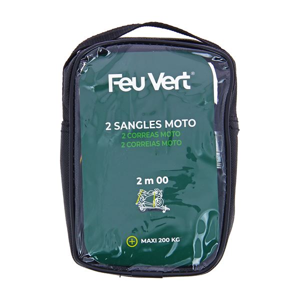 2 SANGLES MOTO AVEC CROCHETS 2M FEU VERT