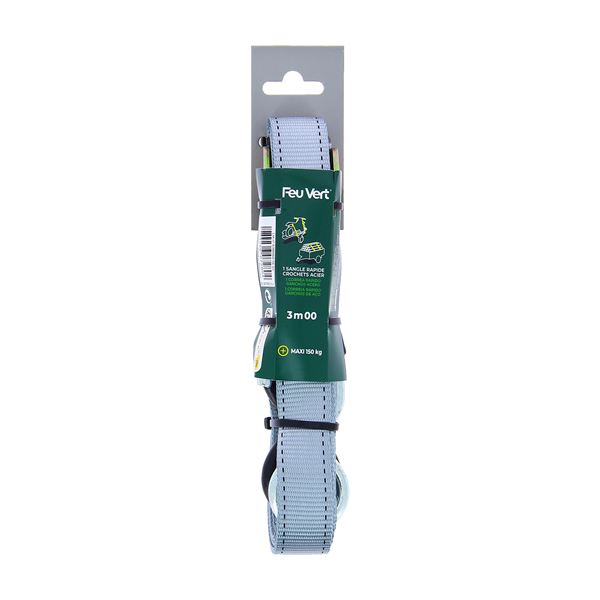 SANGLE RAPIDE AVEC CROCHETS ACIER 3M FEU VERT