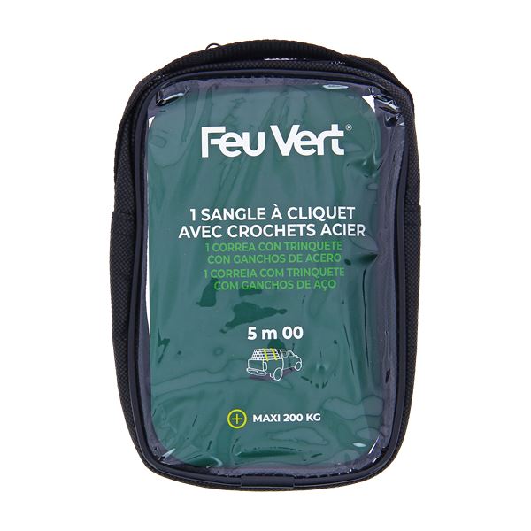SANGLE À CLIQUET ET CROCHETS 5M FEU VERT PREMIUM