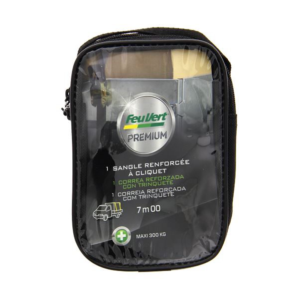SANGLE RENFORCEE À CLIQUET 7M FEU VERT PREMIUM