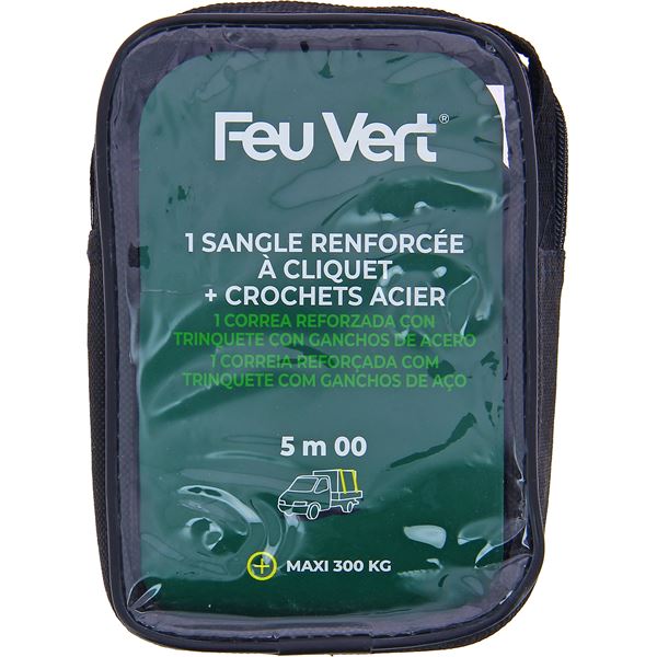 SANGLE À CLIQUET ET CROCHETS 5M FEU VERT PREMIUM