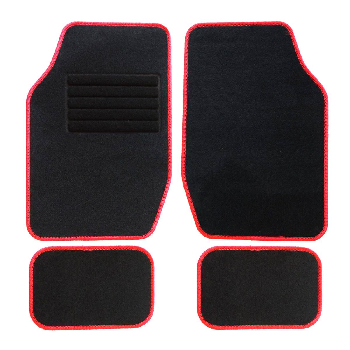 Tapis (4 pièces) De Voiture Moquette Universels Ganse Rouge