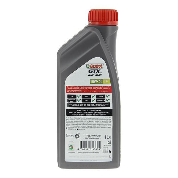 Huile moteur CASTROL GTX Ultra Clean A3/B3-B4 Essence/Diesel 10W40 1L