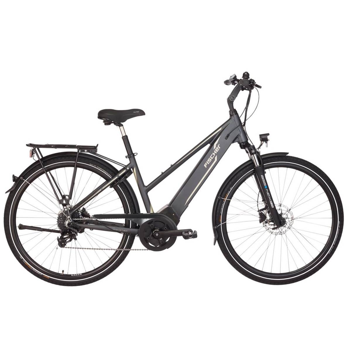 Vélo Électrique Tout Chemin Femme Fischer Viator 5,0i Gris