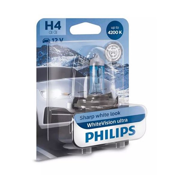 1 ampoule Philips Premium White Vision Ultra H4 - Feu Vert