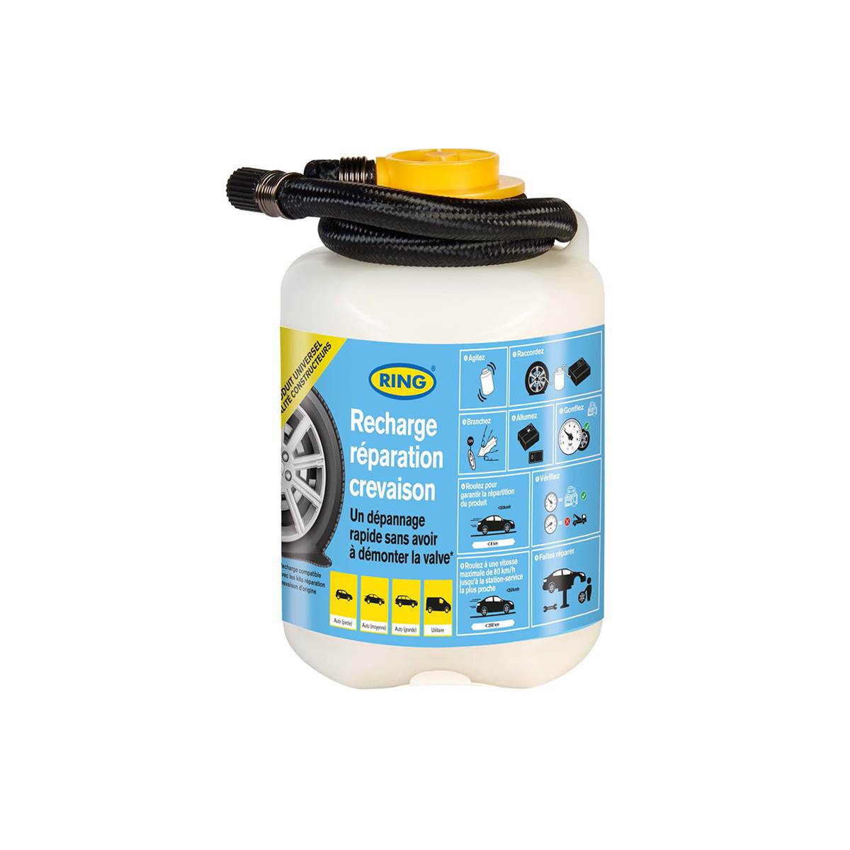 Flacon Recharge 450ml Pour Kit Répare Crevaison Ring