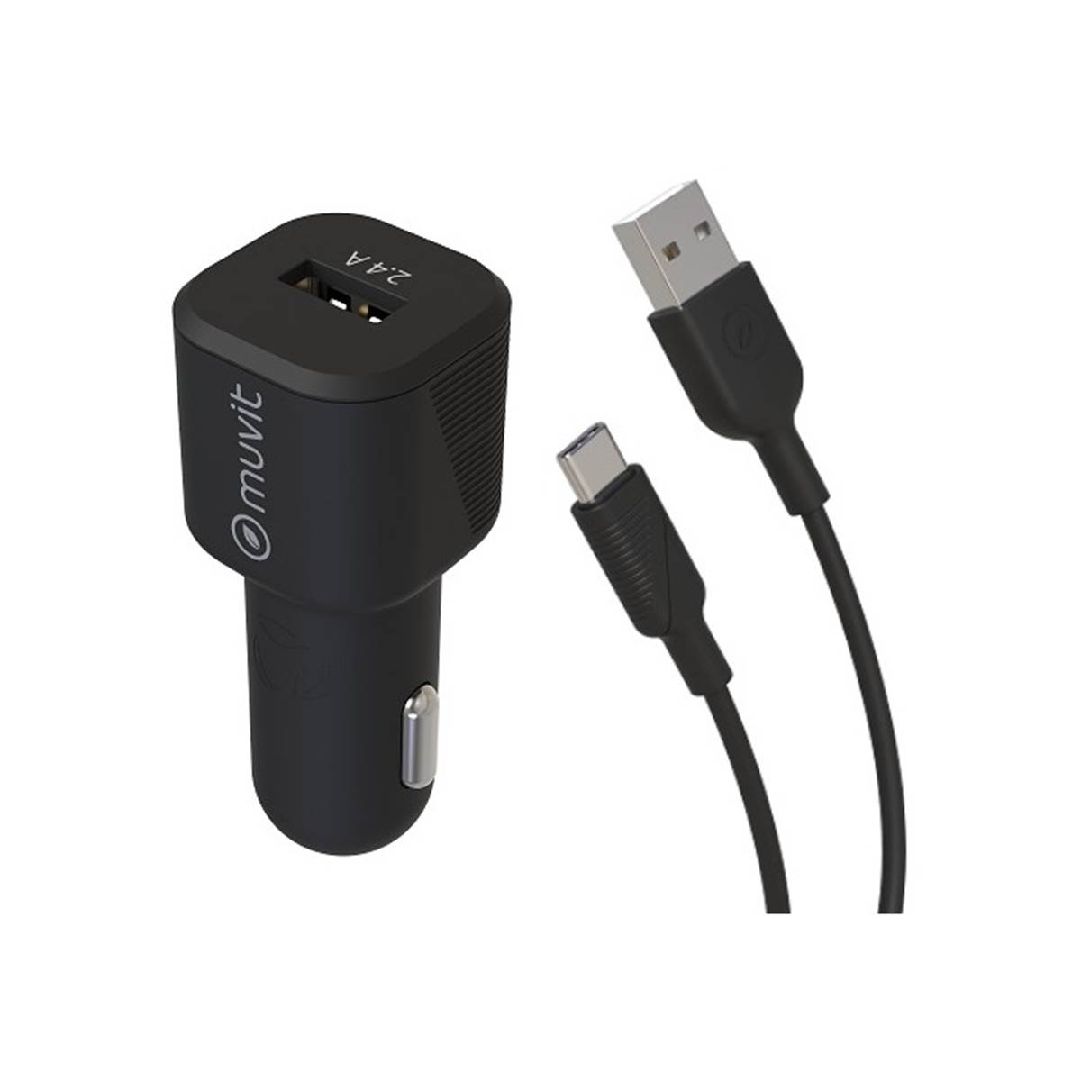 Pack Chargeur Allume Cigare 2.4 A + Câble Usb C Muvit For Change