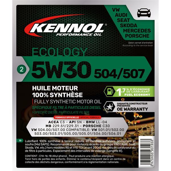 Huile moteur KENNOL Ecobox Essence/Diesel 5W30 C3 5L