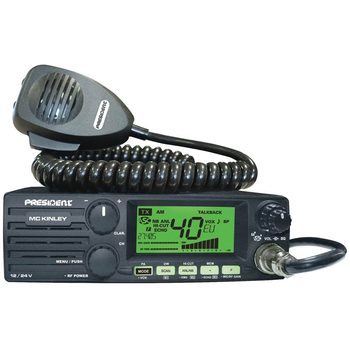 Poste CB Mc Kinley AM/FM/BLU 12/24v Président