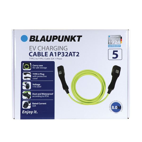 Câble de charge véhicule électrique T2/T2 32A monophasé BLAUPUNKT