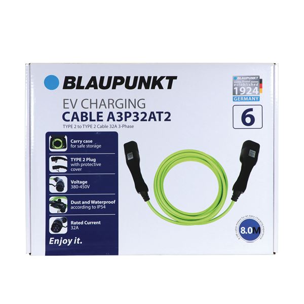 Câble de charge véhicule électrique T2/T2 32A triphasé BLAUPUNKT