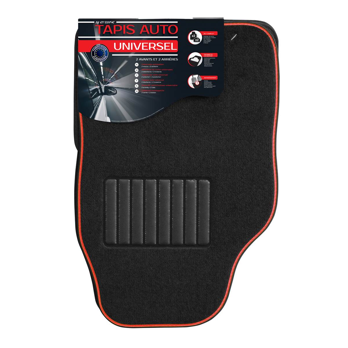 Tapis Wait 4 Pieces Universel Rouge