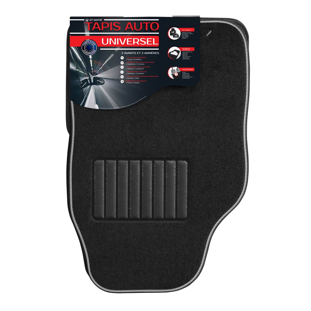 Tapis Wait 4 Pieces Universel Gris