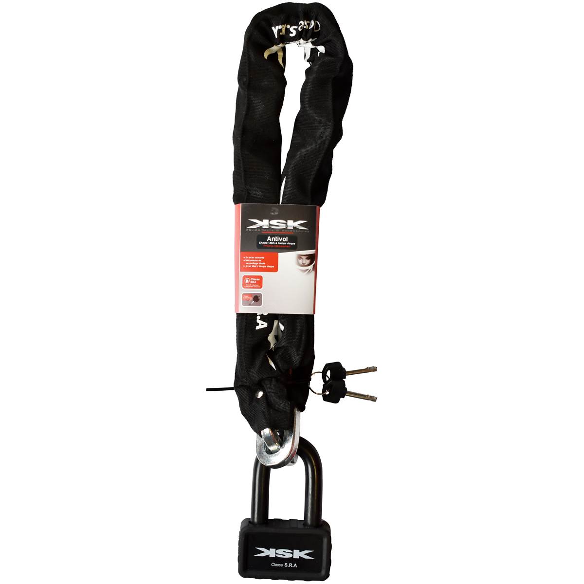 Antivol Chaîne 110 Cm Et Mini U Bloque Disque Ksk