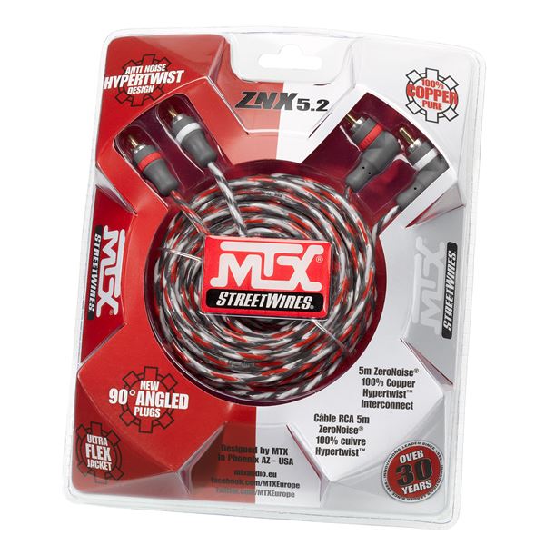 MTX ZNX5.2 - Câble RCA stéréo 5m 100% cuivre HyperTwist® UltraFlex™ - Feu  Vert