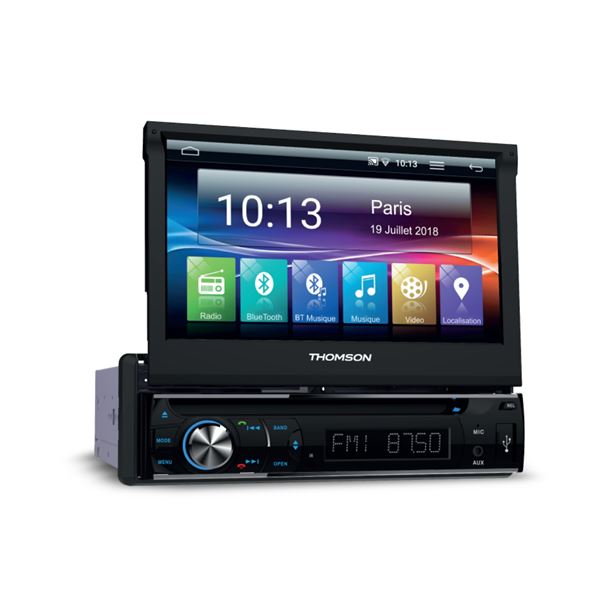 Autoradio 1din avec navigation sur écran rabattable, lecteur DVD, interface  AUX, USB