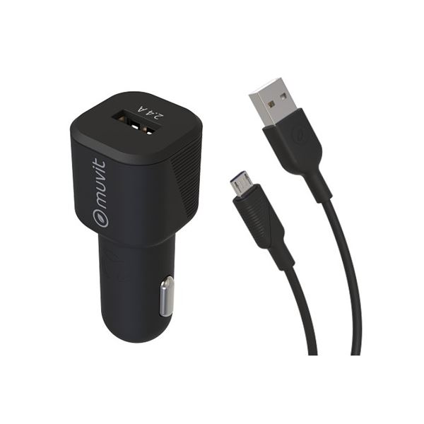 Pack chargeur allume-cigare 2,4 A + 1 cable Micro-USB MUVIT FOR CHANGE