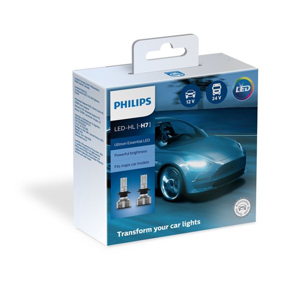 2 ampoules LED H7 Philips Ultinon Essential (non homologuées) - Feu Vert