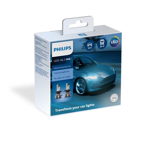 2 ampoules LED H4 Philips Ultinon Essential (non homologuées)