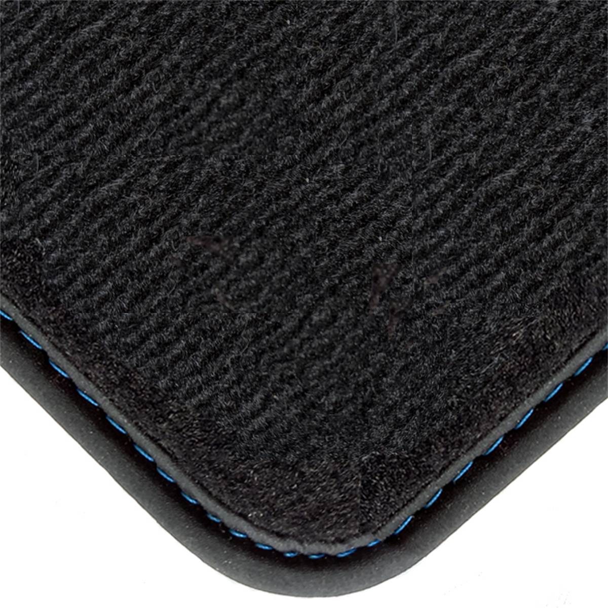 Jeu Complet De Tapis Sur Mesure Qualité Carat Surpiqures Bleues
