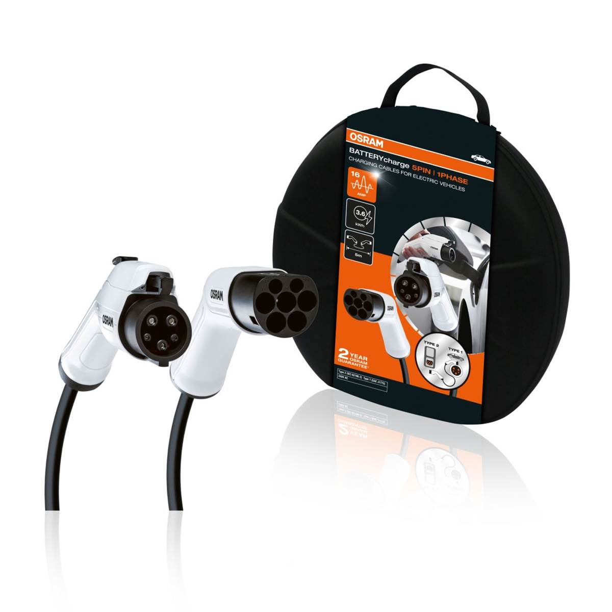Câble De Charge Véhicule Électrique T2/t1 16a Monophasé Osram